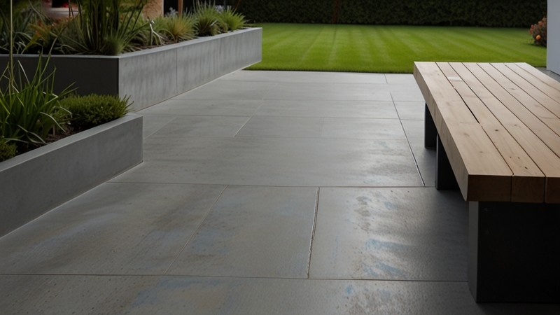 terrasse en gazon synthetique et beton